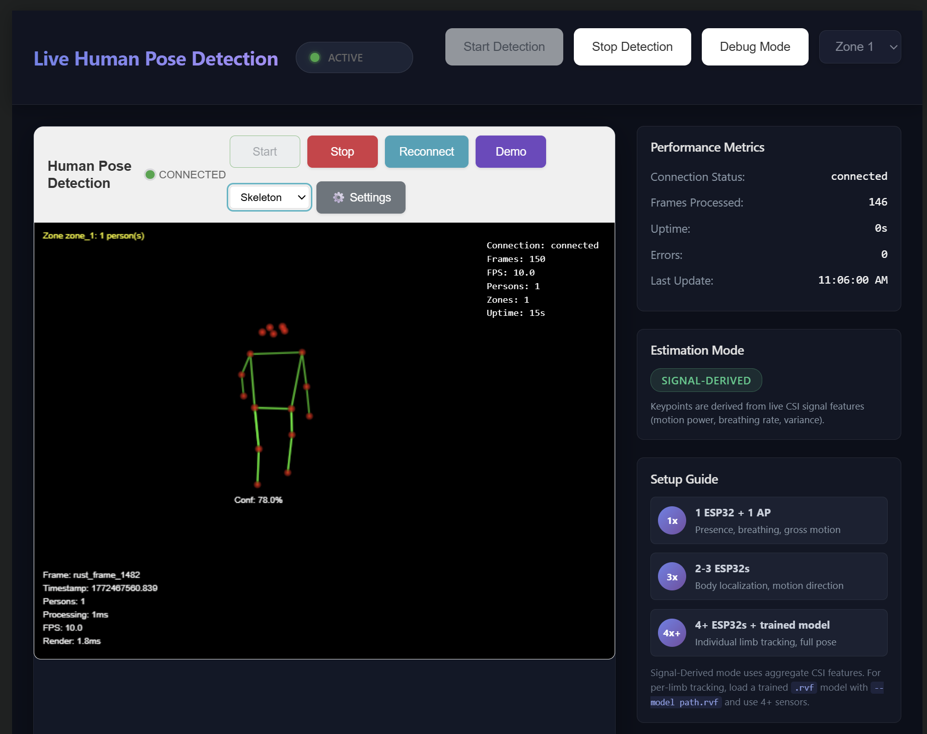 WiFi DensePose — Live pose detection with setup guide